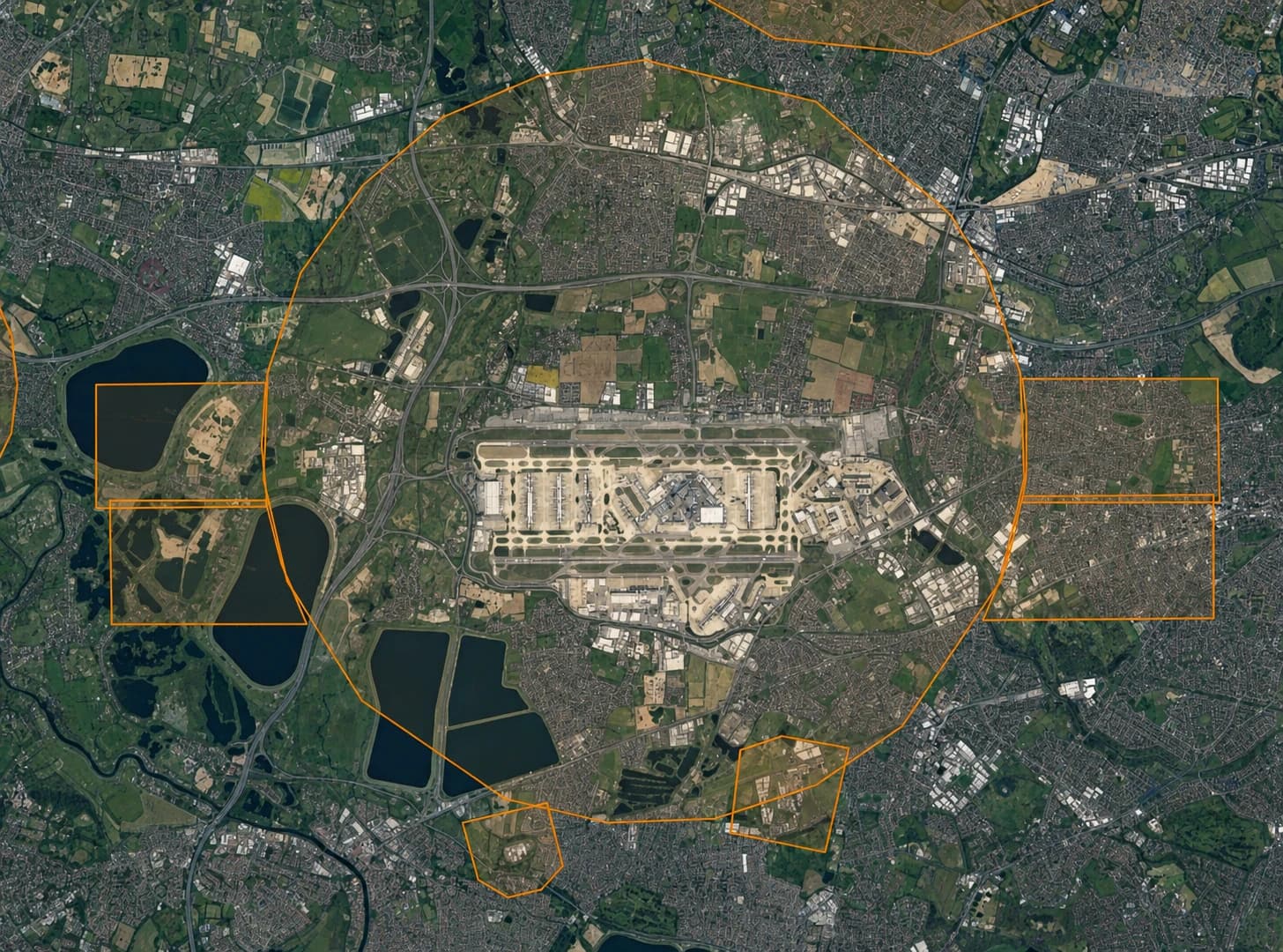 Mapa de zona de restrição de voo ao redor de aeroporto