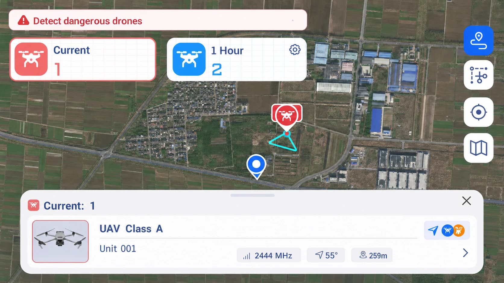 Interface móvel de alerta e acompanhamento de drones