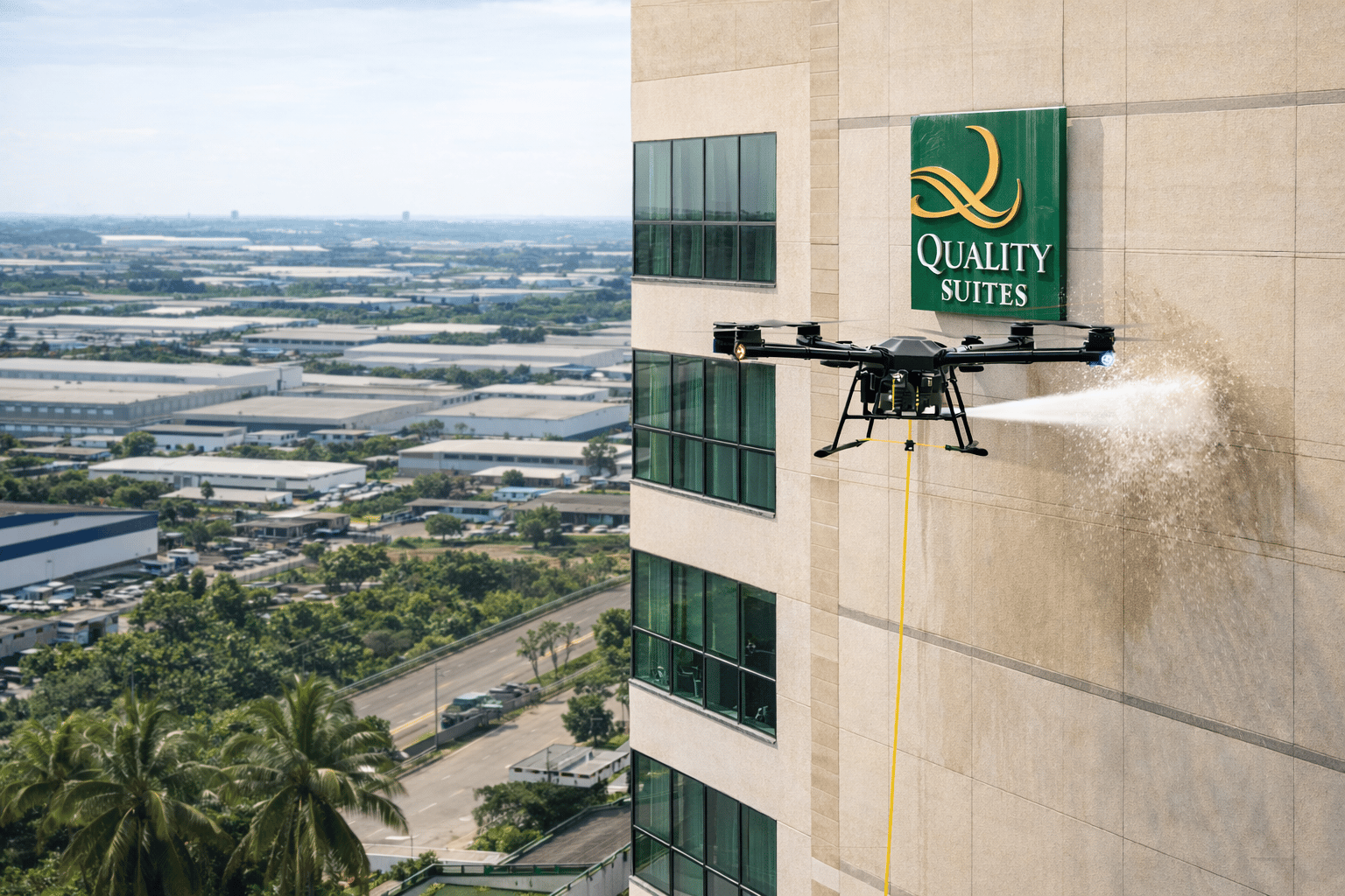 D15R trabalhando próximo a hotel