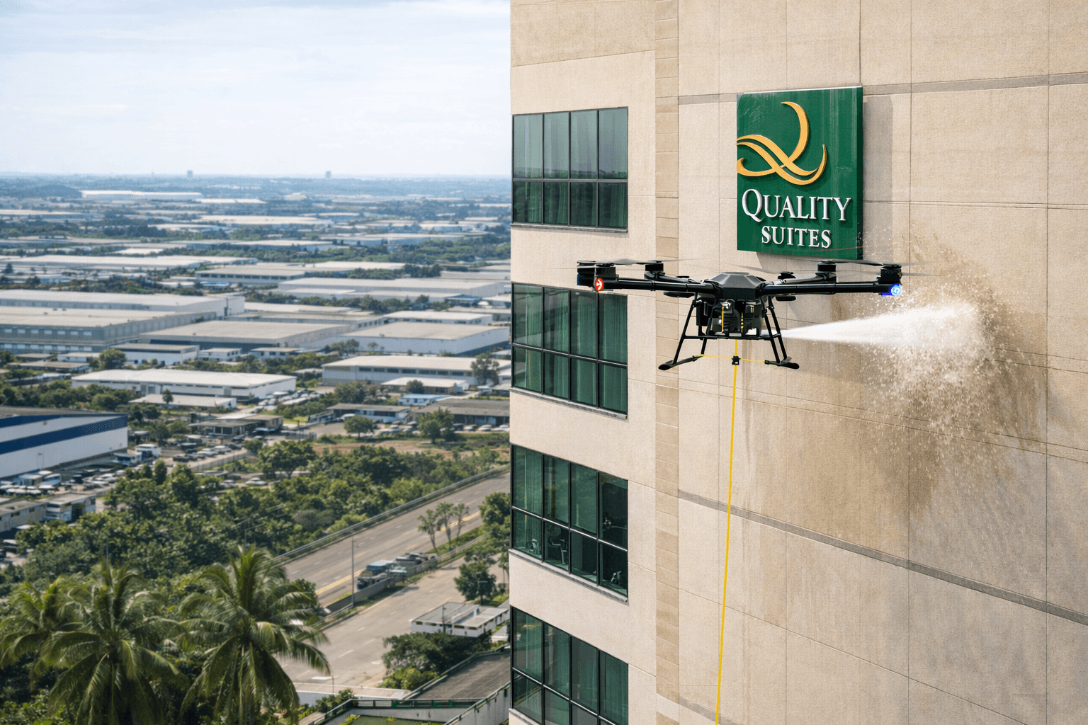 D15R trabalhando próximo a hotel