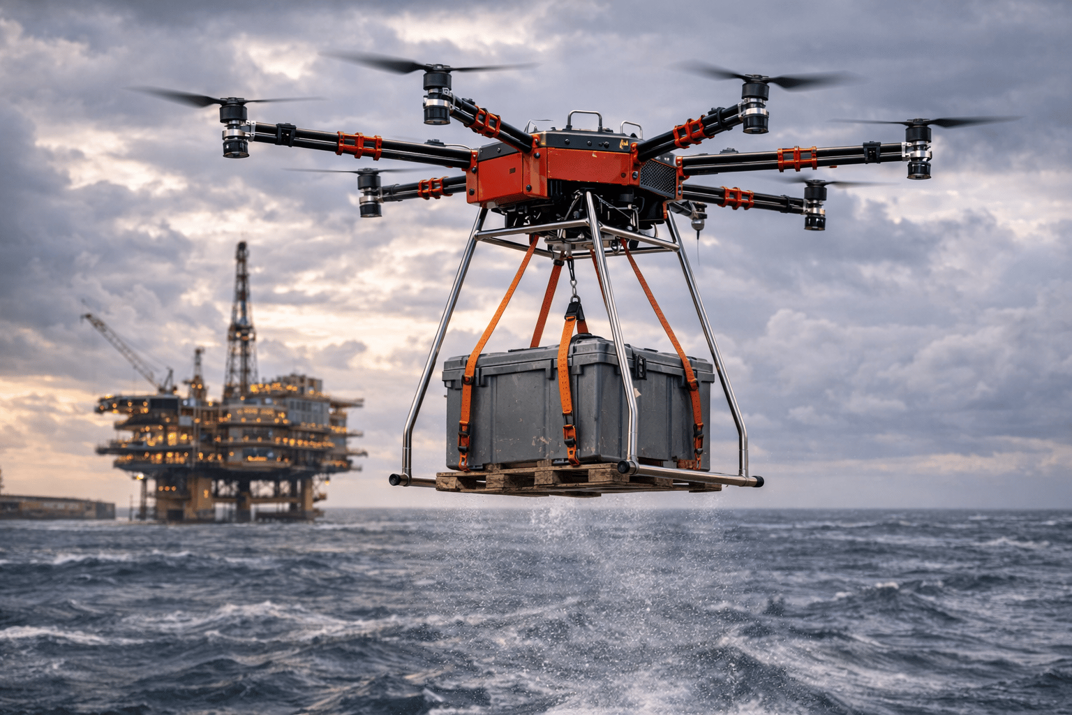 D-400K operating above a coastal or offshore area