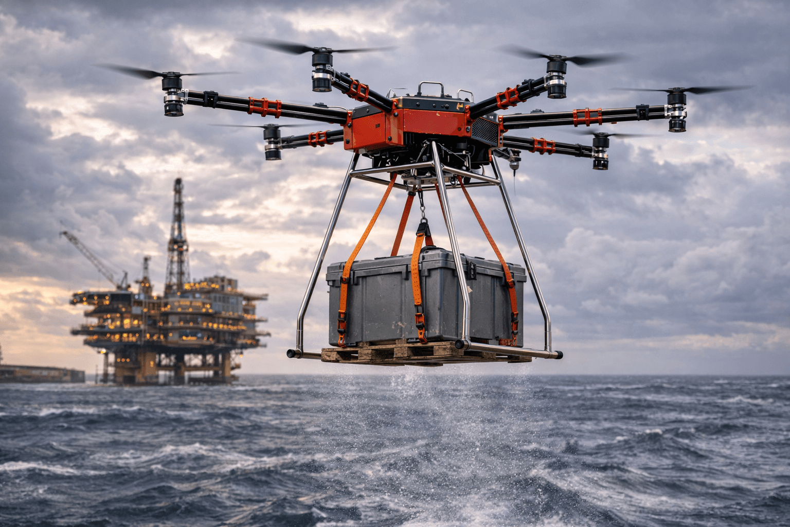 D-400K operating above a coastal or offshore area